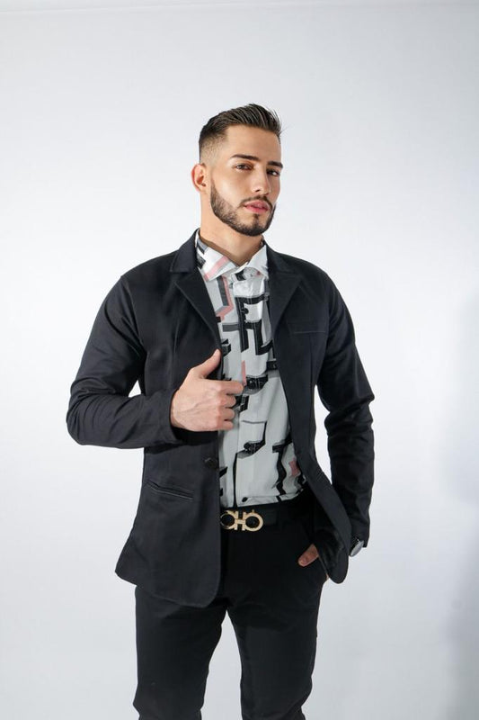 Blazer slim de caballero color negro